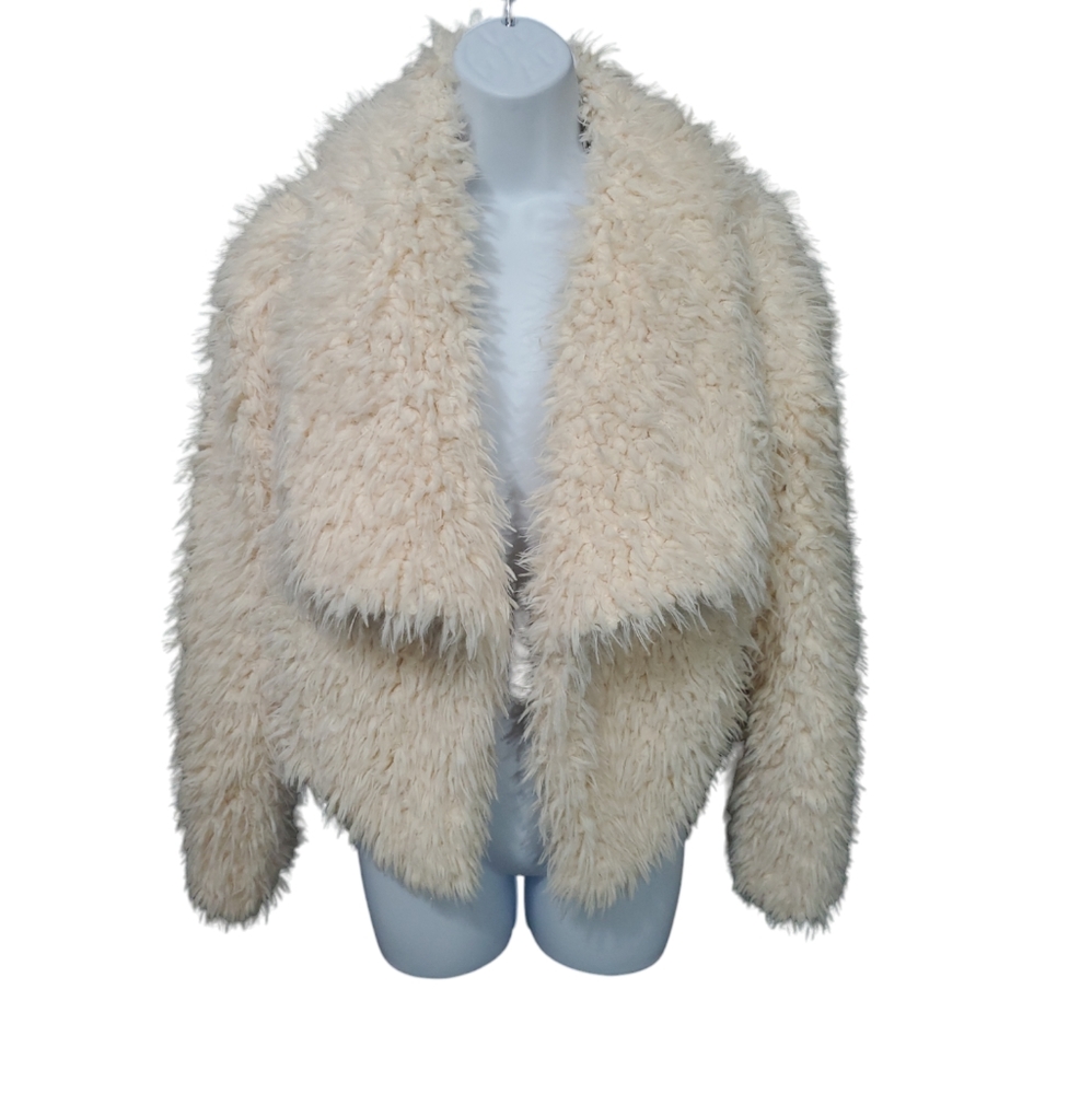 Decree Faux Fur Long Sleeve Cream Jacket